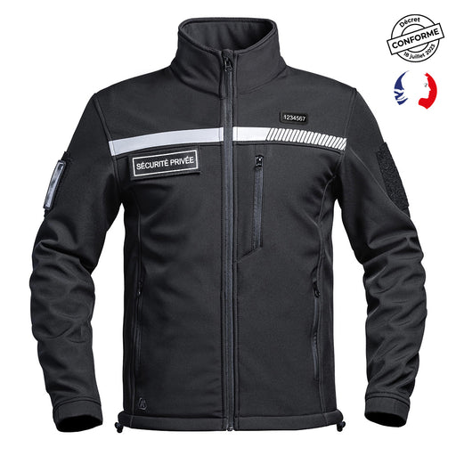 Veste Softshell SÉCU-ONE HV-TAPE Sécurité Privée Noir - Ref 01.203074