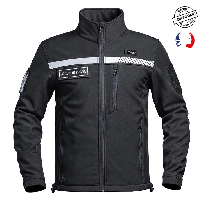 Veste Softshell SÉCU-ONE HV-TAPE Sécurité Privée Noir - Ref 01.203074