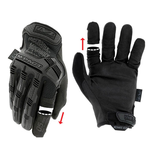 Gants Tactiques Noir avec un doigt vu en détail