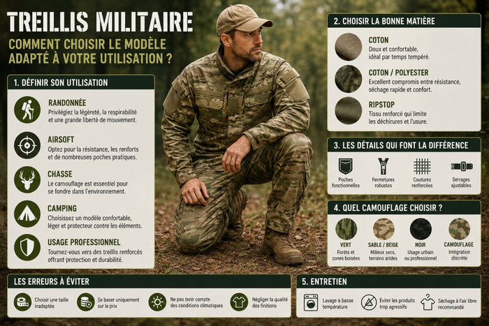 Treillis militaire : comment choisir le modèle adapté à votre utilisation ?