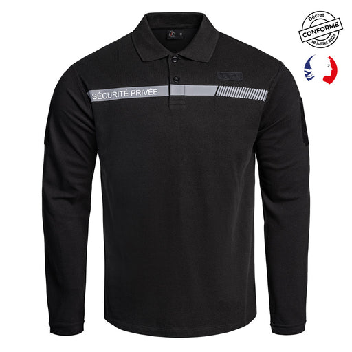 Polo SÉCU-ONE manches longues Sécurité Privée noir - Ref 01.052313