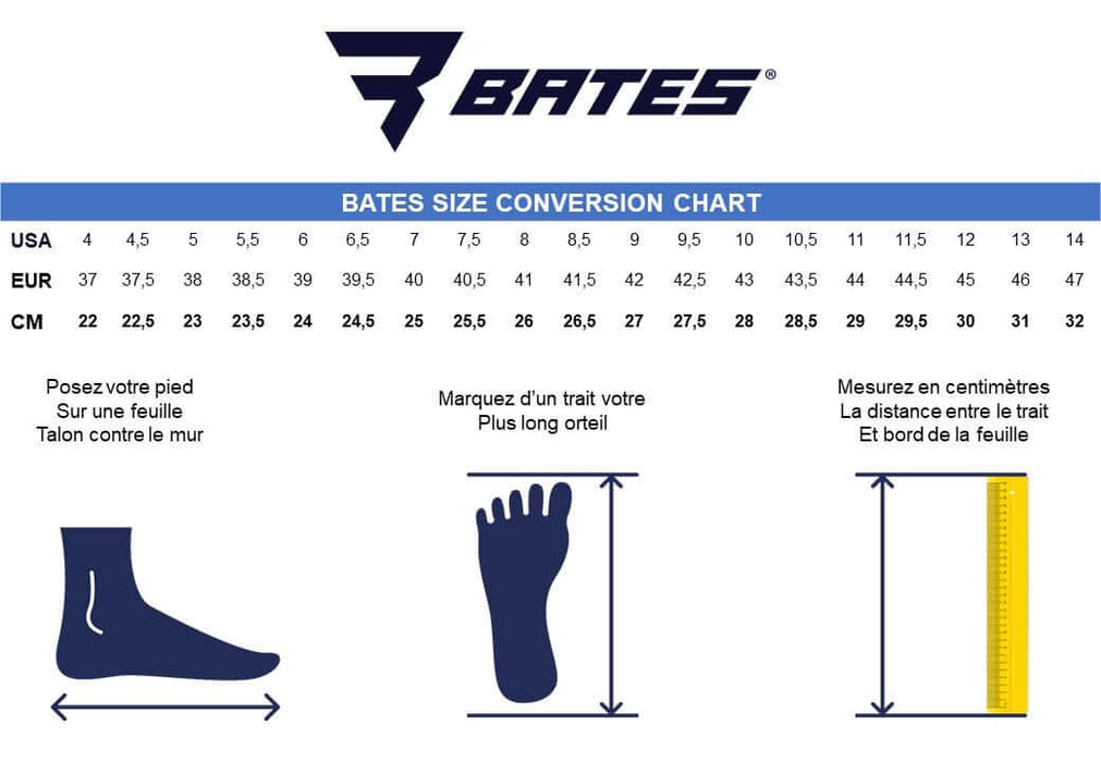 guide des tailles des Chaussure Militaire Bates